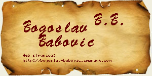 Bogoslav Babović vizit kartica
